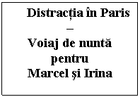 Text Box: Distractia în Paris –  Voiaj de nunta pentru   Marcel si Irina    